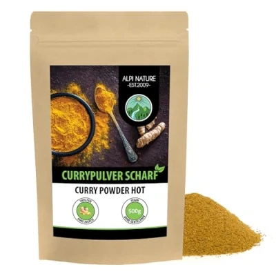 Abbildung von Currypulver scharf (500g), typisch indische Curry Gewürzmischung, wiederverschließbare Verpackung
