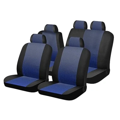 Abbildung von RBR Universal Autositzbezüge für Vorder und Hintere Sitzbezug komplette Autos Innenraum Zubehör Schwarz/Blau
