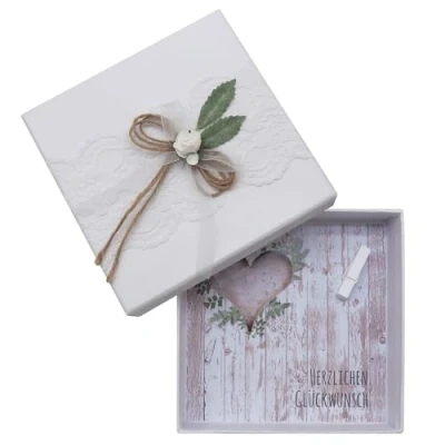Abbildung von ZauberDeko Geschenkbox Geldgeschenk Verpackung Vintage Weiß Hochzeit Reise Urlaub Geburtstag