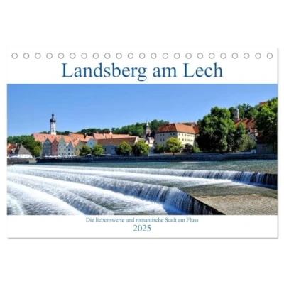 Abbildung von Landsberg am Lech Die liebenswerte und romantische Stadt Fluss (Tischkalender 2025 DIN A5 quer), CALVENDO Monatskalender