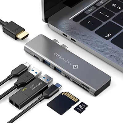Abbildung von NOVOO Mac Adapter, USB C Hub 7 in 2 Adapter mit PD 100 W, 3.0, SD/TF Kartenleser, HDMI für MacBook Air/Pro M1 M2
