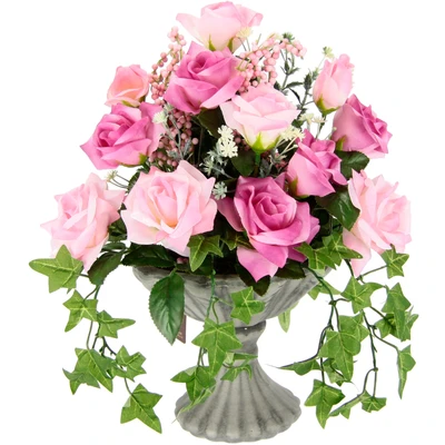 Abbildung von I.GE.A. Kunstblume &quot;Rosen&quot;, Im Pokal aus Keramik Grabschmuck Künstliche Blumen Rose