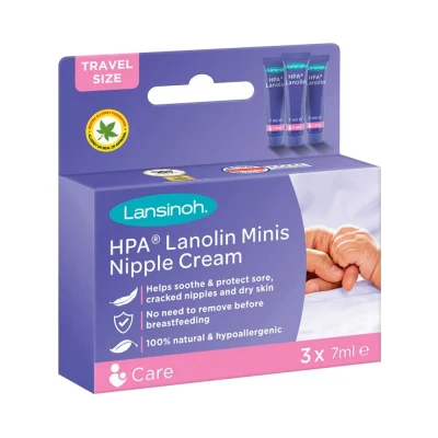 Abbildung von Lansinoh HPA Lanolin nipple Cream for sore &amp; cracked skin, 100% natural single ingredient, breastfeeding essential, tasteless, odourless, hospital bag, moisturising, 3x7ml