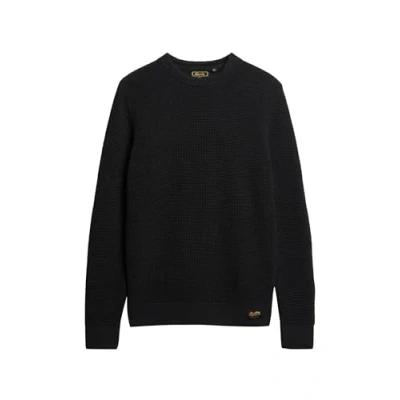 Abbildung von Superdry Textured CREW Strickpullover, Herren, Größe: Large, Raven black heather