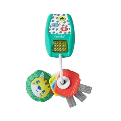 Abbildung von Infantino Music &amp; Lights Key Ring 4 Easy Press Buttons, Real Car Sounds, Crinkle Character Rattling Keys, Ages 3 Months +