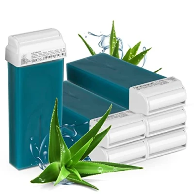 Abbildung von Kosmetex Aloe Vera Wachspatronen Haarentfernung, Roll On Wax Roller, Warmwachspatronen, 6x 100ml