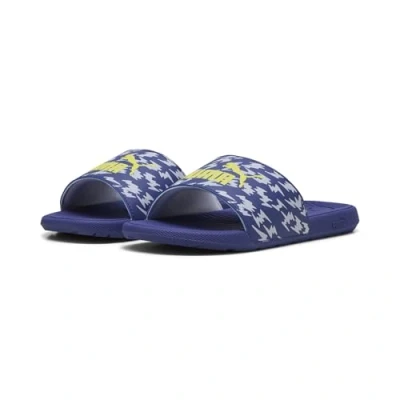 Abbildung von Puma Cool Cat Poised 2 Race Slides Teenager Für Kinder Mit Plain Blue Crystal/Lemon Sherbert/Cool Weather Größe: 37