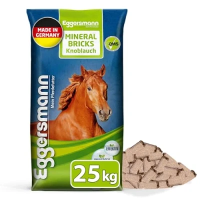 Abbildung von Eggersmann Mein Pferdefutter Mineral Bricks 25 kg Mineralfutter für Pferde Mit Mineralstoffen &amp; Vitaminen zur Unterstützung des Stoffwechsels Knoblauchzusatz Fliegenabwehr