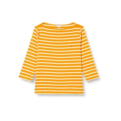 Abbildung von Tommy Hilfiger Curve NEW CODY SLIM Langarmshirt, Damen, Größe: 46, Rich ochre/ecru