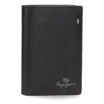 Abbildung von Pepe Jeans Staple Vertikale Geldbörse mit Schwarz 8,5 x 11,5 1 cm Leder, Schwarz, Talla única,