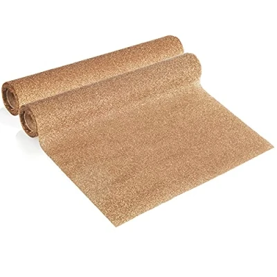 Abbildung von com four® 2X Tischläufer Weihnachten Dekoratives Tischband mit Glitzer Tischdeko aus Polyamide Dekostoff 28 x 250 cm (2 Stück champagnerfarben)