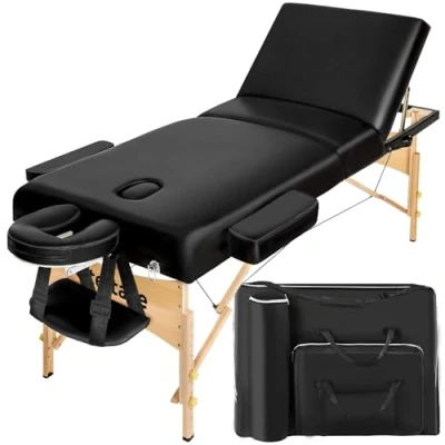 Abbildung von tectake Massageliege 3 Zonen (Set, 1 St., mit Tragetasche), Polsterung 10 cm, Holzgestell