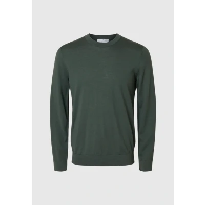 Abbildung von Selected Homme Slhtray CREW NECK Strickpullover, Herren, Größe: Small, Deep forest