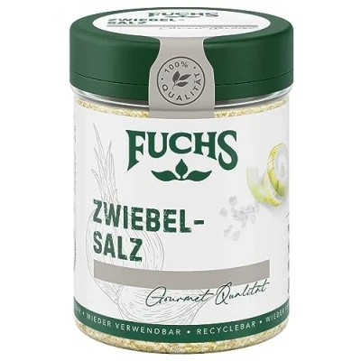 Abbildung von Fuchs Gewürze Zwiebelsalz zum Würzen von Kartoffel oder Fleischgerichten natürliche Zutaten 90 g in wiederverwendbarer, recyclebarer Dose