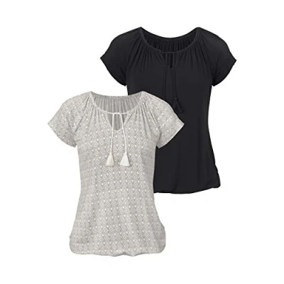 Abbildung von Lascana Vivance (2 STÜCK) Strandaccessoire cremegemustert+schwarzuni, Damen, Größe: 32/34, Creme gemustert+schwarz uni