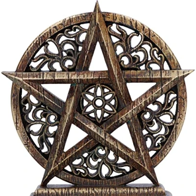 Abbildung von Nemesis Now Dawn Pentagramm, 15 cm, Kunstharz, Pentagramm Ornament, Bronze, Wicca Symbol, gegossen aus feinstem Harz, handbemalt, Geschenkartikel