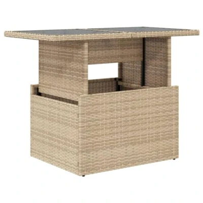 Abbildung von vidaXL Gartentisch mit Glasplatte Beige 100x55x73 cm Poly Rattan (1 St)