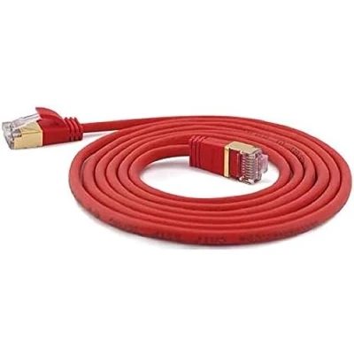 Abbildung von wantecWire Extra dünnes Patchkabel CAT.7 Kabel, CAT.6 Stecker SSTP geschirmt, Länge 0.1 m, rot