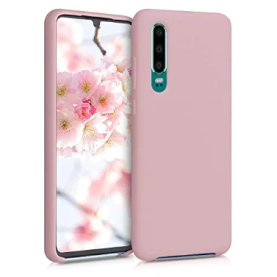 Abbildung von kwmobile Hülle kompatibel mit Huawei P30 Silikon Handy Case Handyhülle weiche Oberfläche kabelloses Laden Vintage Pink