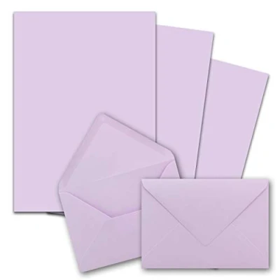 Abbildung von 50x Briefpapier Sets DIN A5 mit C6 Briefumschlägen Lila Nassklebung mattes Schreibpapier Kuverts FarbenFroh by GUSTAV NEUSER
