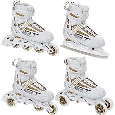 Abbildung von Rollschuhe Verstellbare Schlittschuhe 4in1 Profession Weiß/Gold