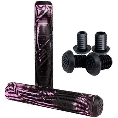 Abbildung von Striker Stunt Scooter/BMX Hand Griffe Soft lang + 2 x Barends (Schwarz/Lila)