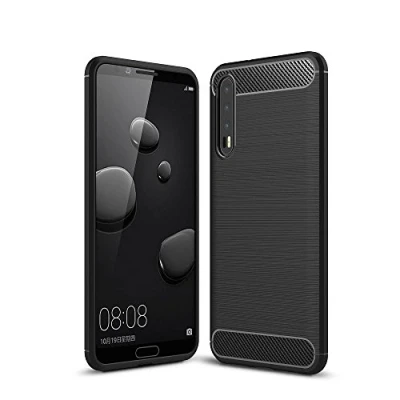 Abbildung von CoverKingz Handyhülle für Huawei P20 Pro Silikon Handy Hülle im Carbon Design Soft Case Phone Cover Schwarz