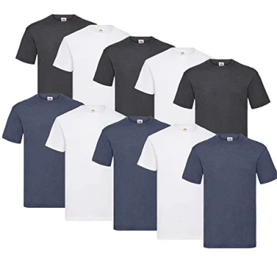 Abbildung von Fruit of the Loom Valueweight Herren T Shirt, kurzärmelig, 5 Stück, 4 weiß/3darkheather/3vin.Navy, M