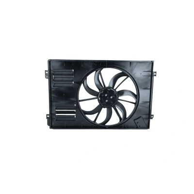 Abbildung von NRF 47925 Lüfter 410 12 300 mit Kühlerlüfterrahmen (Zarge), bürstenloser Motor VOLKSWAGEN: Caddy 3 Kombi, Touran I, Golf 5 Schrägheck