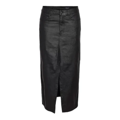 Abbildung von Noisy may Lederimitatrock NMKATH NW SLIT LONG SKIRT COATED BL NOOS