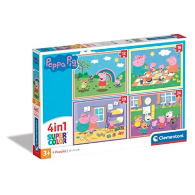 Abbildung von Clementoni 24799 Supercolor Puzzle Peppa Pig 2x20+2x60 Teile Ab 3 Jahren, Buntes Kinderpuzzle Mit Besonderer Leuchtkraft &amp; Farbintensität, Geschicklichkeitsspiel Für Kinder