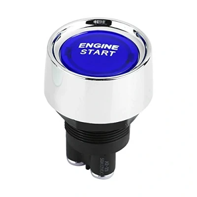 Abbildung von Keenso Auto Motor LED Startknopf, Universal 12V 24V 50A Start Stop Startknopf Startschalter (Blau) Zündschalter