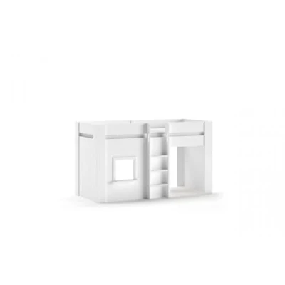 Abbildung von Vipack Hochbett &quot;Reno&quot;, (Made in Europe), Hüttenoptik, LF 90x200 cm, m. LR, weiß lackiert