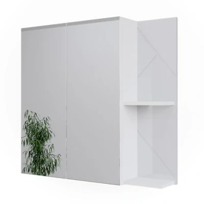 Abbildung von Vicco Badspiegelschrank Irma, Weiß Hochglanz, 80 x 75 cm