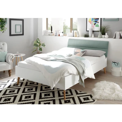 Abbildung von andas Einzelbett &quot;MERLE&quot;, in skandinavischem Design, mit gepolstertem Kopfteil