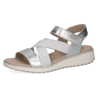 Abbildung von CAPRICE Damen Sandalen flach mit Klettverschluss Elastisch, Silber (Silver Metal.), 38 EU