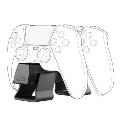 Abbildung von Speedlink TWINDOCK USB Charger PS5 Ladestation für Controller, bis zu Zwei Original Controller gleichzeitig, Schnellladefunktion, DualSense und Edge kompatibel, schwarz