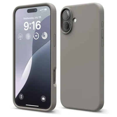 Abbildung von elago Premium Liquid Silikon Hülle Kompatibel mit iPhone 16 Plus Hülle, Ganzkörper Handyhülle, Stoßfest, Schlanke Kratzfester weicher Mikrofaser Innenfutter, 6.7 Zoll (Mittelgrau)
