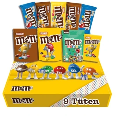 Abbildung von M&amp;M&#039;S Fan Box I Schokolinsen Mix 7 Sorten 9 Packungen 724g Peanut Crispy Schoko Chocolate Minis