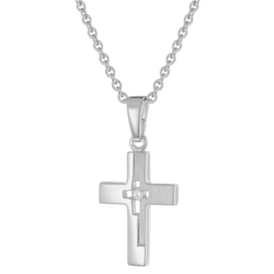 Abbildung von trendor 28402 Kinder Halskette Mit Kleinem Kreuz 925 Silber Rhodiniert