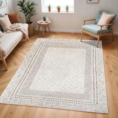Abbildung von Surya Teppich &quot;Skandi Design&quot;, rechteckig, Boho Kurzflor Wohnzimmerteppich, Schlafzimmer, Beige