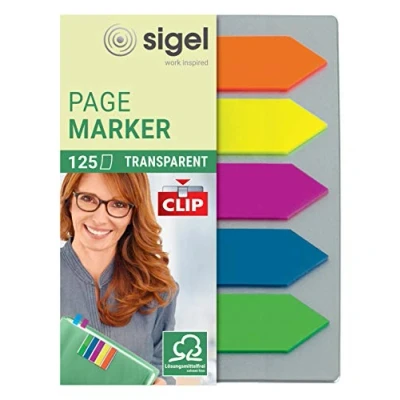 Abbildung von SIGEL HN611 Haftmarker Pfeile, Karte mit Klemmfunktion, 125 Mini Streifen im Format 12 x 50 mm, 5 Farben