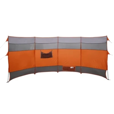 Abbildung von vidaXL Camping Windschutz, Sichtschutz mit Steckverbindungssystem, Sonnenschutz Netzfenster, Strandwindschutz, Orange 185T Polyester