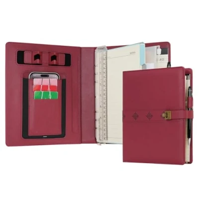 Abbildung von WASON A5 Tagebuch Liniertes Kompositions Notizbuch mit Stift, Nachfüllbarem Papier Herausnehmbares Klemmbrett Ringbuch Portfolio Notizblock für Schule Reisearbeit und Organizer (Rot)