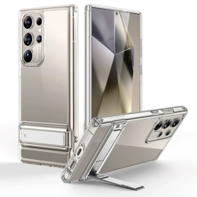 Abbildung von ESR für Samsung Galaxy S24 Ultra Hülle, Ständer Cover mit 3 Standmodi, Militärnorm Sturzschutz, stoßfeste, dünne Handyhülle patentiertem Kickstand, Boost Serie, Klar