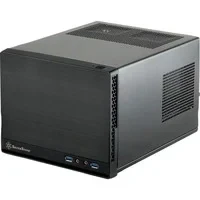 Abbildung von SilverStone SST SG13B Q Sugo Mini ITX kompaktes Cube Gehäuse, Plastik Frontblende mit Faux Aluminium Oberfläche, schwarz