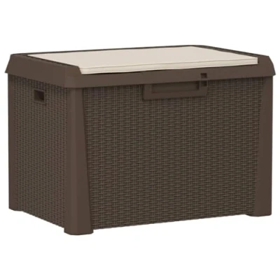 Abbildung von vidaXL Gartentruhe, Abschließbar Gartenbox mit viel Stauraum, Auflagenbox Truhe Sitzkissen, Gartenbank Kissenbox Aufbewahrungsbox, Braun 125 L PP