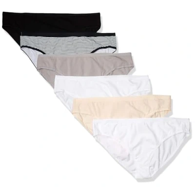 Abbildung von Amazon Essentials Damen Bikinihose aus Baumwolle (in Übergröße erhältlich), 6er Pack, Grundfarben/Streifen, XL Große Größen