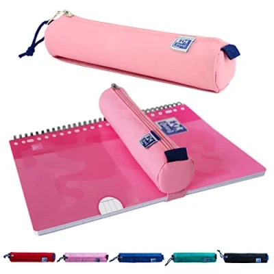 Abbildung von Oxford Federmäppchen für Mädchen und Jungen, Federmappe Pink mit Gummiband, Etui rund 22cm