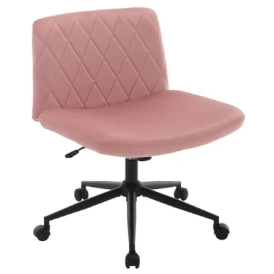 Abbildung von WOLTU Bürostuhl ohne Armlehnen, Schreibtischstuhl mit breiter Sitzfläche, Drehstuhl höhenverstellbar, ergonomischer Stuhl Schneidersitz, Lesesessel 150 kg belastbar, Samt, Rosa BS160rs
